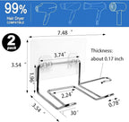 2 Pack Hair Dryer Holder, Self Adhesive Wall Mount Waterproof Blow Dryer Rack Storage Organizer Hanger, Compatible with Dyson and Most Hair Blower Appliance, Brush, Curling Iron, Straightener