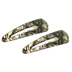 French Amie Clic Clac Large Handmade Celluloid Acetate Set of 2 Snap Hair Clips No Slip Side Slide-in Barrette for Women and Girls (Onyx Silver Grey)