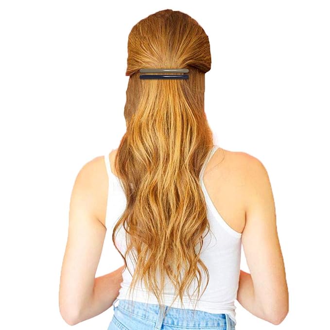 Skinny Hair Barrettes for Women Long Simple Acrylic French Hair Clips Elegant Classic Hairpins Steel Clip Clamp Girls Hair Accessories Navy Blue Dark Green Light Brown 3Pcs/set