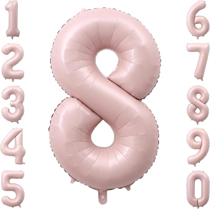 Baby Pink Number 8 Balloon 40 Inch, Blush Foil Event Theme Party Supplies | by Unknown