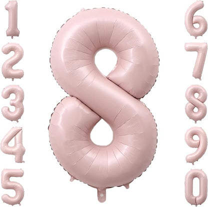 Baby Pink Number 8 Balloon 40 Inch, Blush Foil Event Theme Party Supplies | by Unknown