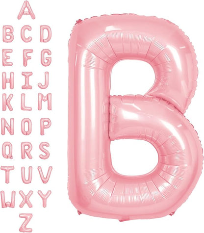 SUWEN 40 Inch Pink Large B Letter Balloons Big Foil Helium A-Z | Jumbo Mylar by SUWEN