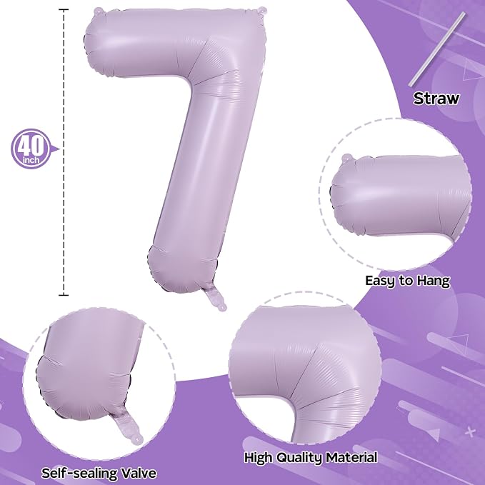 Pastel Purple Number 70 Birthday Balloons, 40 Inch Large Light Purple Mylar - Image 2