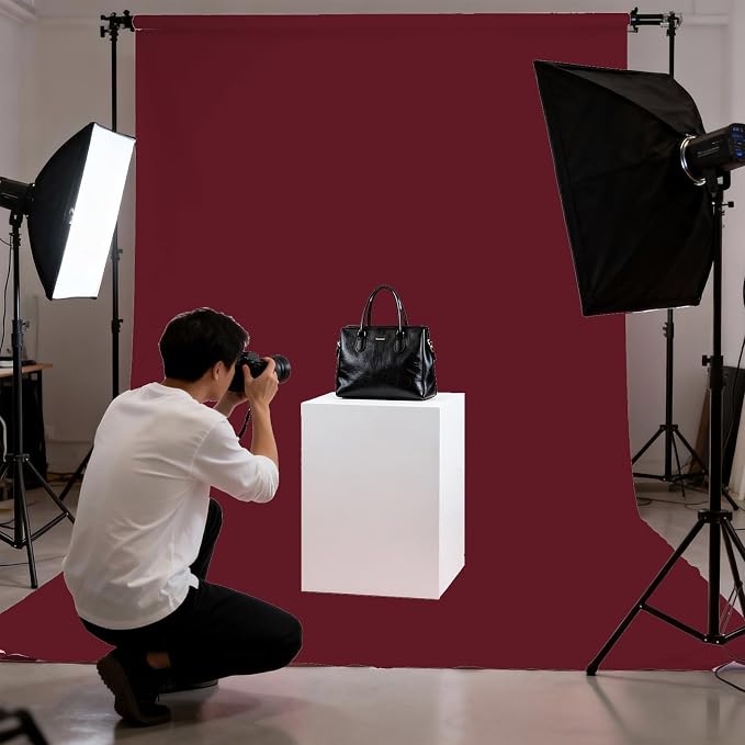 Burgundy Photography Backdrop for Photoshoot, Fabric 10x20ft | Polyester Studio - Image 4