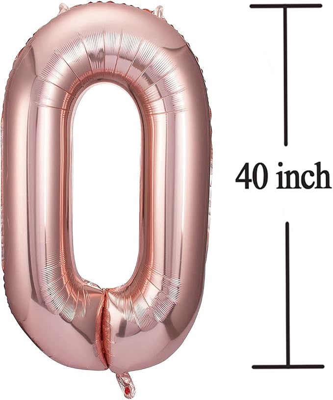 Jonhamwelbor 40 Number Balloons Rose Gold 40 Foil Mylar Big Giant Jumbo - Image 4