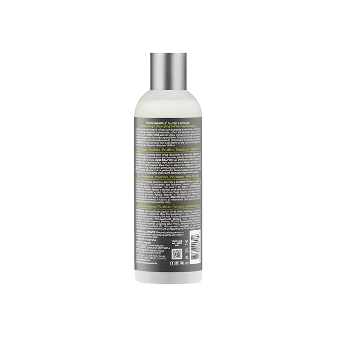 Design Essentials Natural Almond & Avocado Moisturizing & Detangling Sulfate-Free Shampoo, 12 Ounce