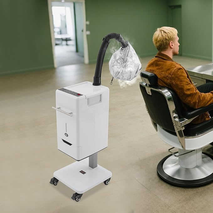 Professional Hair Salon Steamer,Hair Steamer with Temperature and Time Adjustment,Stand Hair Dryer, Nano Hair Steamer Machine(White 500w)