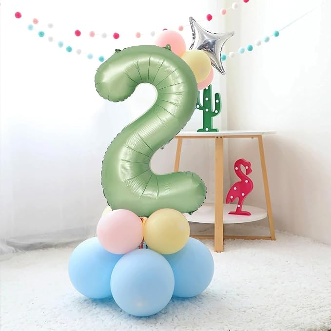 40 Inch Green Number Balloon 2 Olive Green Foil Balloon Sage Green 2 Balloons - Image 4