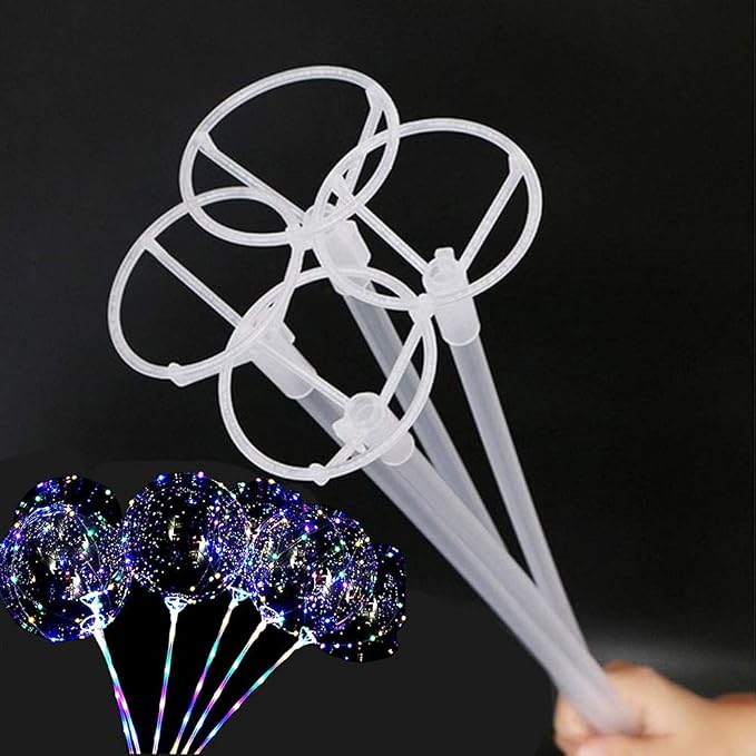 Large Balloon Sticks with Big Cups, 35 Sets Thickened 17inch Long Clear Bobo by EFAY