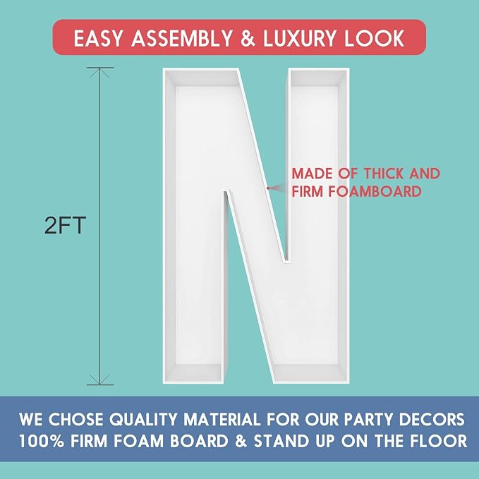 2FT Letter N Mosaic Balloon Frame Letter DIY Fillable Letters Kit - Image 2