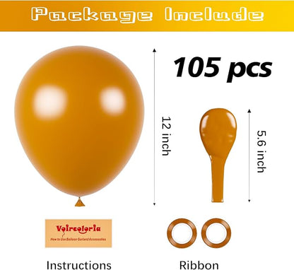 Voircoloria 105pcs Retro Orange Party Latex Balloons, 12inch | - Image 2