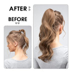 CJL HAIR 18" Long Ponytail Hair Extension Wrap Around Pony Tail Clip in Curly Wavy Synthetic Fake Hairpiece for Women Ash Medium Brown/Ash Blonde
