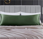 Aormenzy Satin Body Pillow Cover Set of 2, 20x54 Inches Woodland Green Body Pillow Case for Adults, Silky Soft & Cooling Body Pillow Pillowcase with Envelope Closure