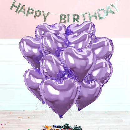 Light Purple Heart Balloons，18 Inch Light Purple Foil Mylar Love Heart Shaped - Image 5