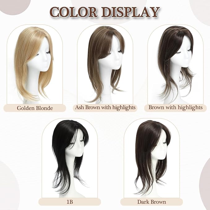 UDU Hair Toppers for Women for Thinning Hair Synthetic Hair Toppers Hair Pieces for Women Ladies Muti-layer Long Straight Wavy Clip in Wiglets with Fringe bang