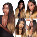 Blonde Bundles Human Hair Ombre Brown Straight Bundles 26 28 30 Inch Double Weft Niegmeag Virgin Remy Hair Extensions 2 Tone Brown and Honey Blonde Bundle