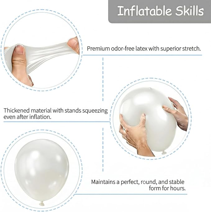 50pcs Pearl White Balloons, 12inch Pearl Ivory Latex Helium Balloons | - Image 2