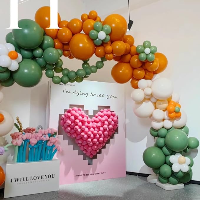 MEBAY Sage Green Orange Balloon Arch Kit - Image 5