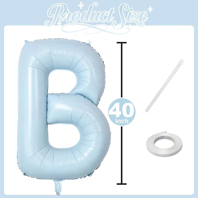 40 Inch Baby Blue BRIDE Balloons, Large Light Pastel Bride Foil Helium Balloon - Image 2