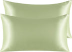 NTBAY 2 Pack Satin King Pillowcases for Hair and Skin, Luxurious and Silky Pillow Cases with Envelope Closure, 20x36 Inches, Sage Green