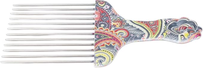 Professional Hair Styling Pick Comb - Stainless Steel, for Afro Hair, Suitable for Women and Men (Waist flower K4)