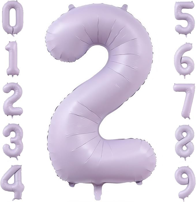 Pastel Purple 2 Number Balloons, 40 Inch Light Purple 2 Balloons Large Helium by BBPOOL
