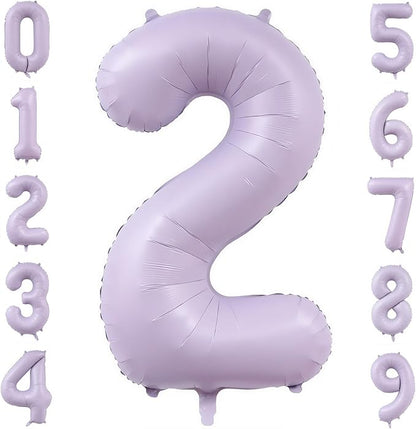 Pastel Purple 2 Number Balloons, 40 Inch Light Purple 2 Balloons Large Helium by BBPOOL