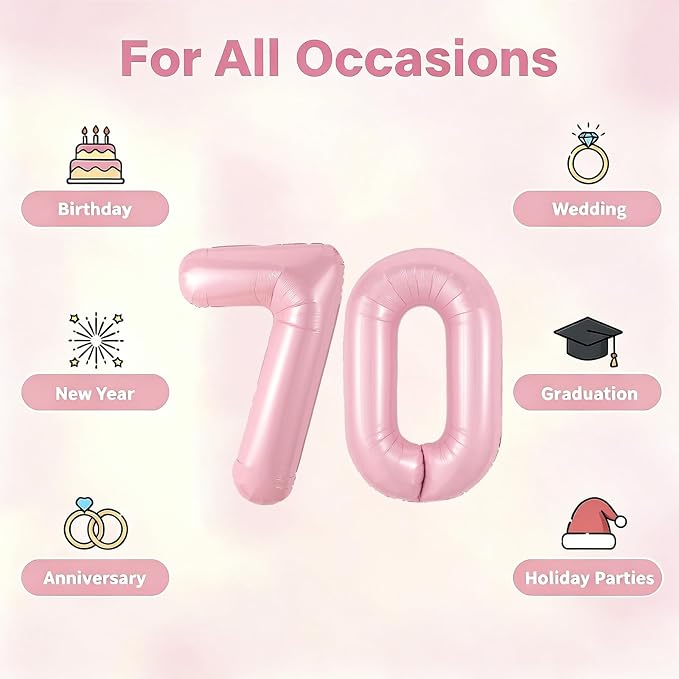 Number Balloons Pink Party Balloon - Image 5