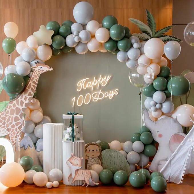 MEBAY Green White Sand Balloon Arch Kit - Image 6