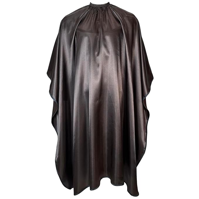 Salon Styling Capes for Clients, Hair Dye Cutting Capes with Elastic Hooks, Waterproof Light Weight Satin Sheen Styling Cape Barber Gown for Stylist, 63”*56”(Brown)