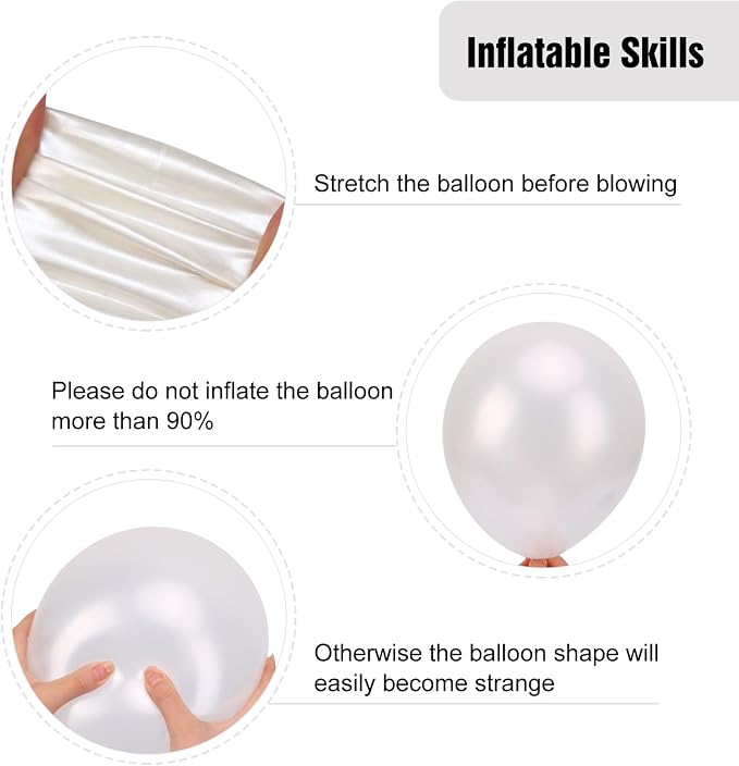 RUBFAC Pearl White Balloons Arch Kit Different Sizes 18 12 10 5 Inch 154pcs | - Image 4
