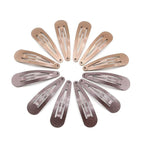 Dofash 12PCS Snap Hair Clips For Women-Non Slip & Metal Hair Barrettes, 5cm 2'' Small Clips For Thin & Fine Hair,Light Brown+Dark Brown