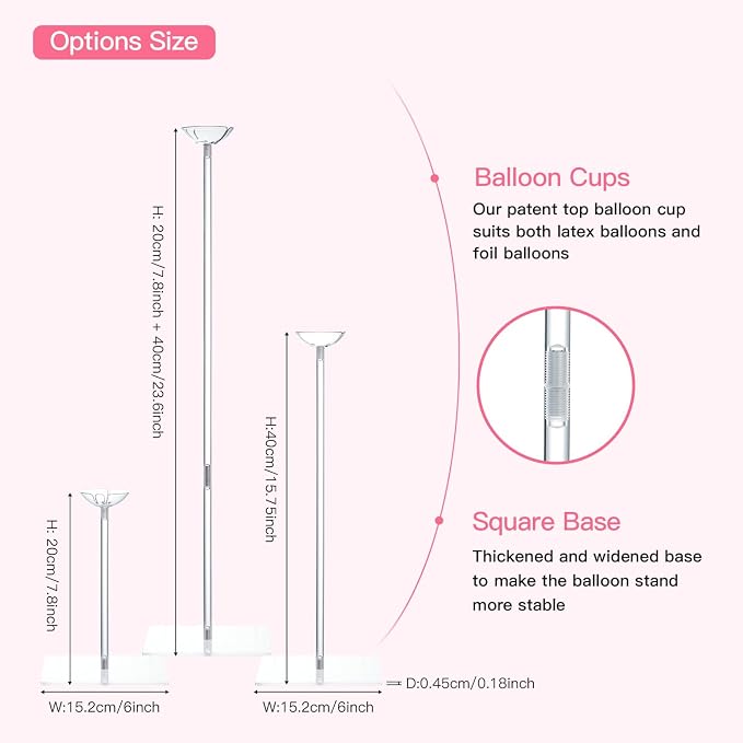 TekXYZ Acrylic Balloon Stand for Table Centerpiece, Adjustable 4-Pack | Adjusts - Image 3