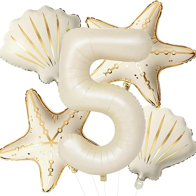 5 Pcs Starfish Seashell Balloons Set Under the Sea Party Decorations | 40 Inch by Unknown