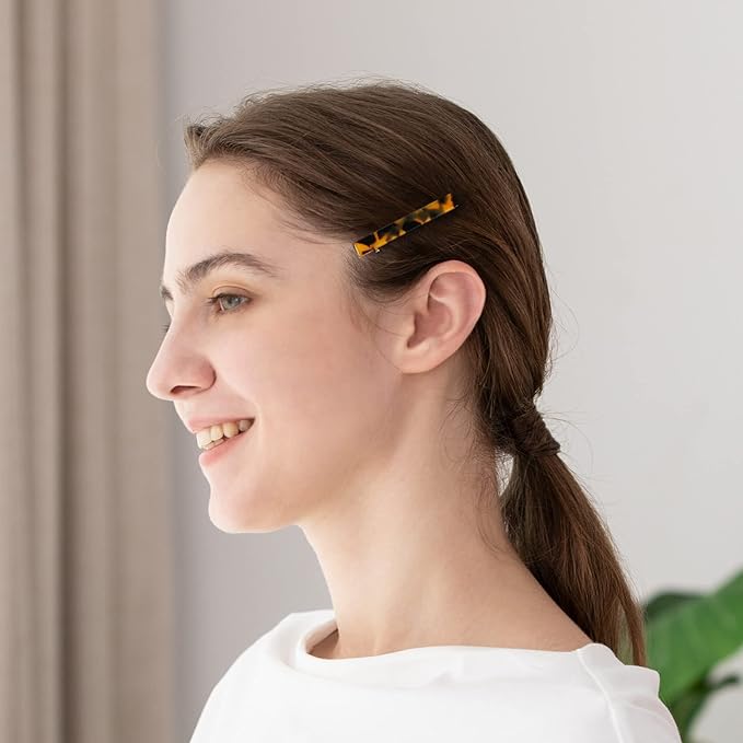 Cobahom 6 Pack Leopard Print Tortoise Shell Metal Hair Pins, Duck Teeth Hair Clips for Styling Women's Hair 2.36 Inch