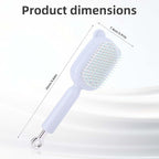 Retractable Air Cushion Massage Comb for Woman, Comfortable Self-Cleaning Detangling Hair Clean Brush with Pull Ring Anti-Static Comb for All Hair Types (Blue)