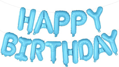 Light Blue Happy Birthday Balloons Banner 16 Inch Mylar Foil Letters by WESTGO