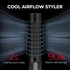 TYMO Airflow 2.0 Curling Iron Flat Iron - Hair Straightener and Curler 2 in 1, 1.25 Inch Curling Wand for Long Short Hair, Dual Voltage for Travel, 54 Million Ionic, Anti-Tangle, 5 Temps, Black