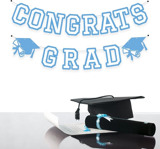 Congrats Grad Banner Graduation Party Banner Decoration Hanging Garland High - Image 3