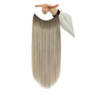 YoungSee 120G Wire Hair Extensions Human Hair Ombre Hair Extensions Invisible Wire Balayage Ash Blonde Ombre Platinum Blonde Fish Line Extensions 18Inch