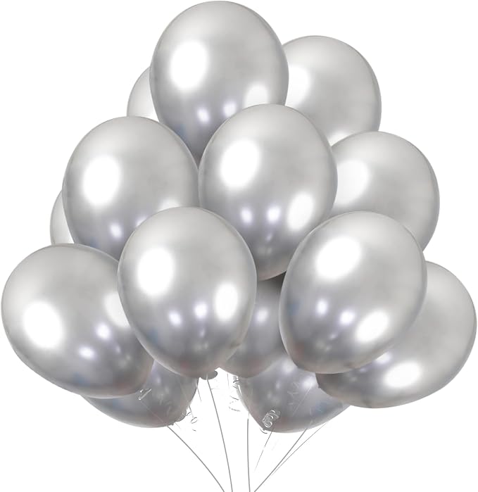KBZVNAF Silver Metallic Chrome Latex Balloons by KBZVNAF