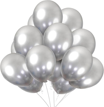 KBZVNAF Silver Metallic Chrome Latex Balloons by KBZVNAF