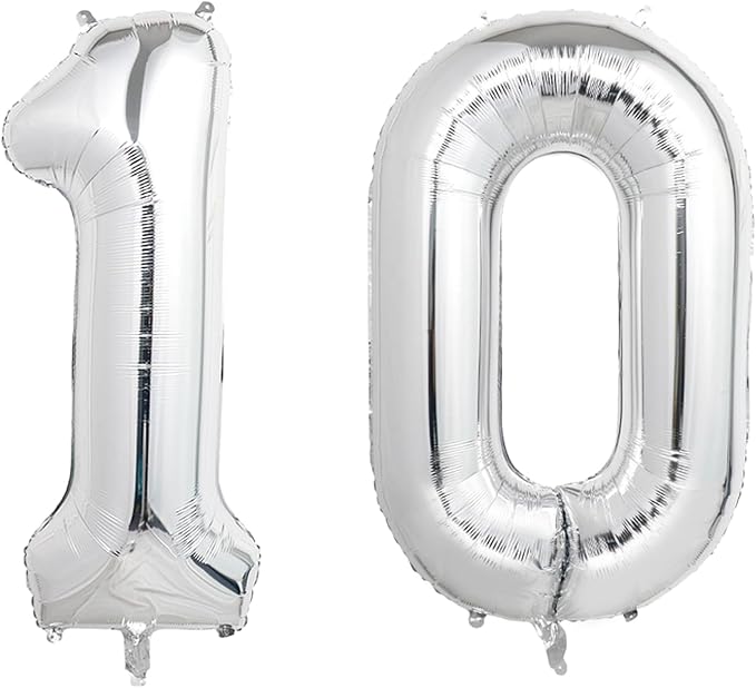 Number Balloons Silver Party Balloon by United-UnicornsParty