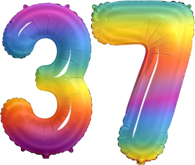 Number 37 Balloons for 37th Birthday Party Decorations, 0-100 Large No.37 by Joycard
