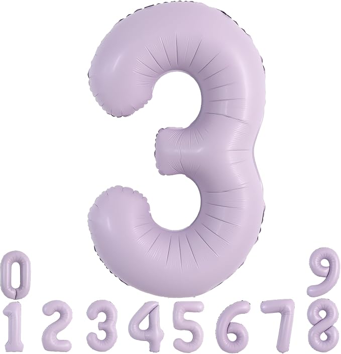 TONIFUL 40 Inch Cream Purple Large Number 3 Balloon by TONIFUL