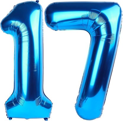 Number Balloons Dark Blue 17 Balloon 40 inch by Enyeopd