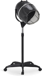 BarberPub 1300W Hooded Hair Bonnet Dryer with Stand, Height Adjustable Floor Standing Rolling Base, Beauty Salon Equipment with 360° Rotation VHD08 (Black)