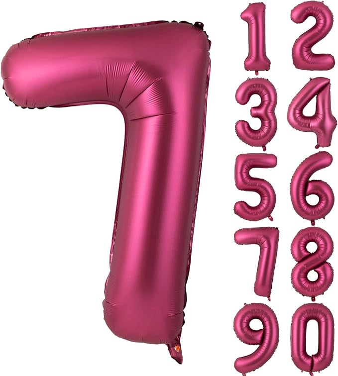 Number 7 Balloons 40 Inch Wine Red Burgundy Foil Number Balloon 7 | Wine Red by Yeodong