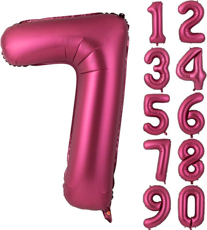 Number 7 Balloons 40 Inch Wine Red Burgundy Foil Number Balloon 7 | Wine Red by Yeodong