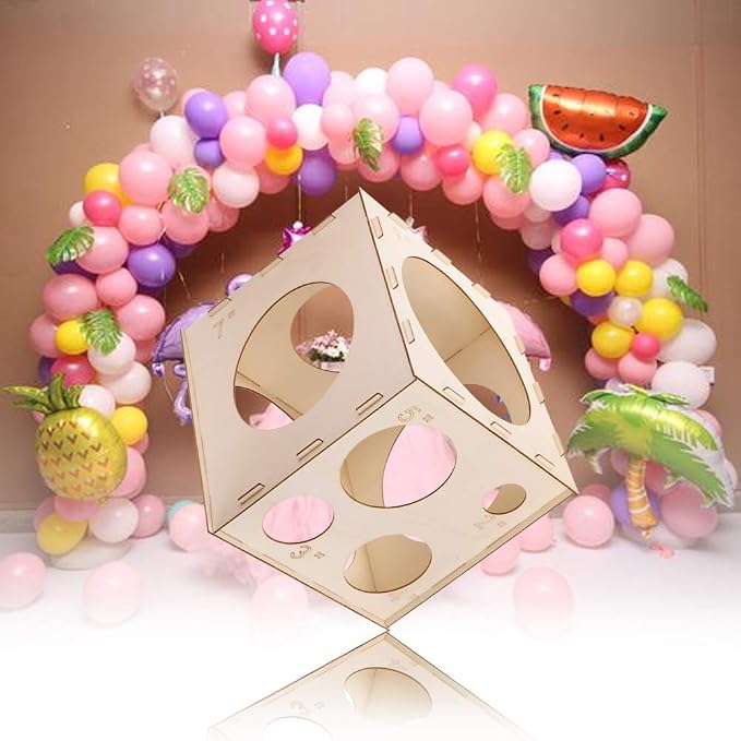 9 Holes Collapsible Wood Balloon Sizer Cube Box from 2" to 10", Balloon - Image 7